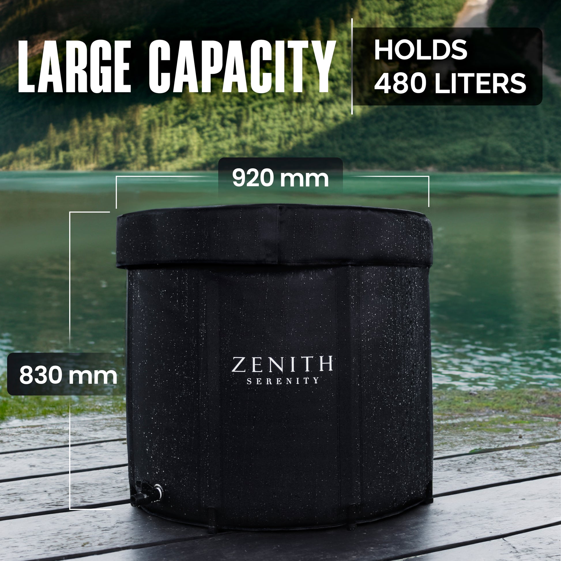 Zenith Serenity™ Premium All-In-One Ice Bath | XL 480L - Zenith Serenity Limited size graphic