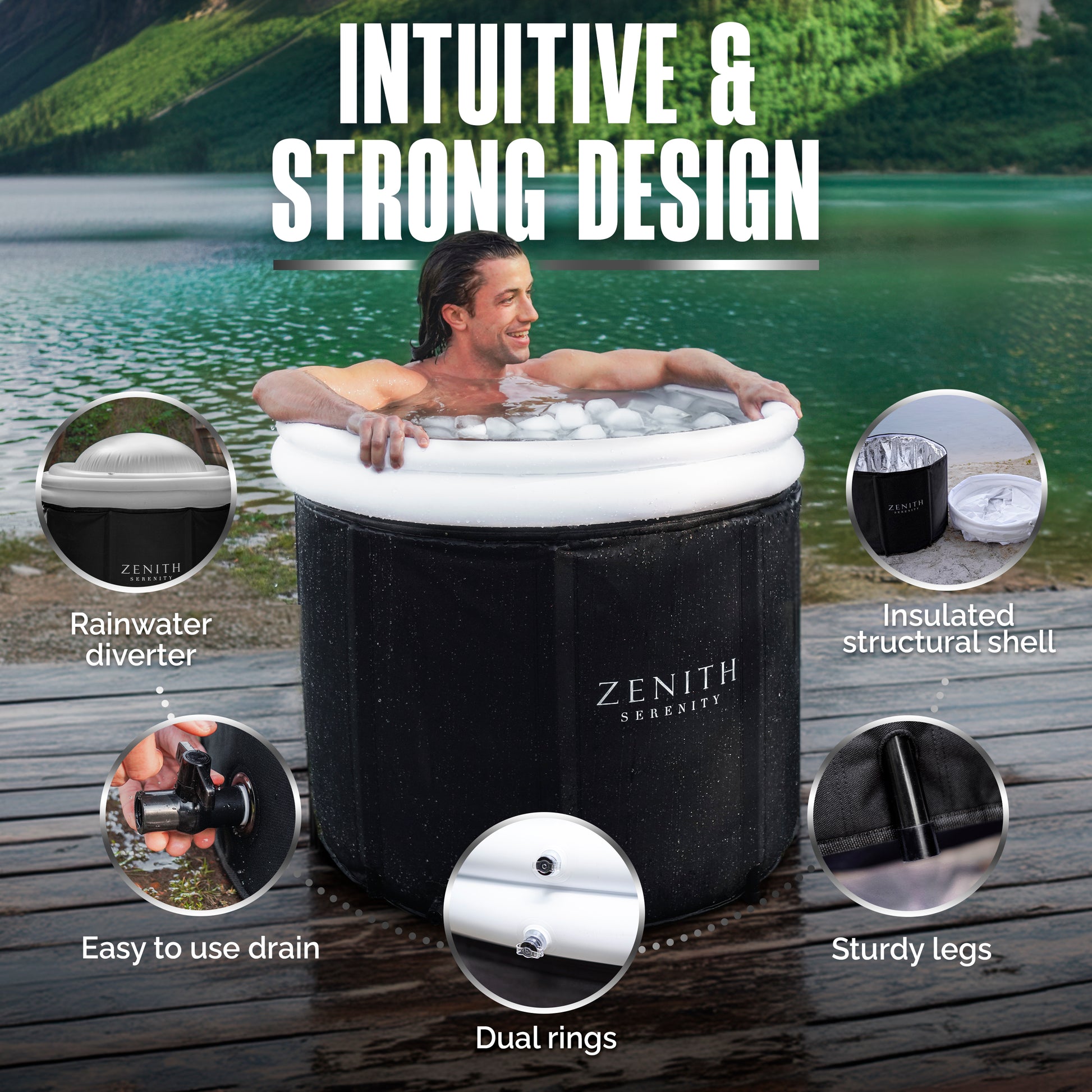 Zenith Serenity™ Premium All-In-One Ice Bath | XL 480L - Zenith Serenity Limited strong design row