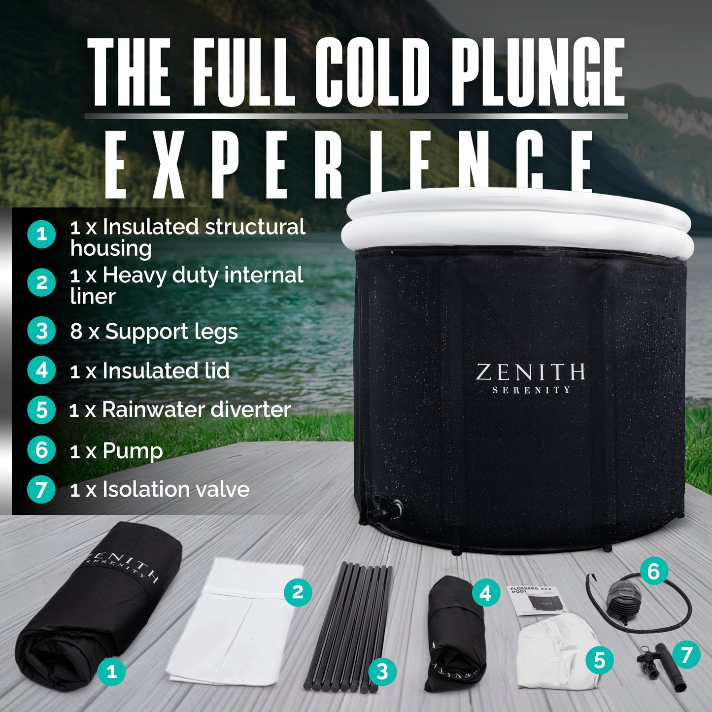 Zenith Serenity™ Premium All-In-One Ice Bath | XL 480L - Zenith Serenity Limited all-in-one accessories