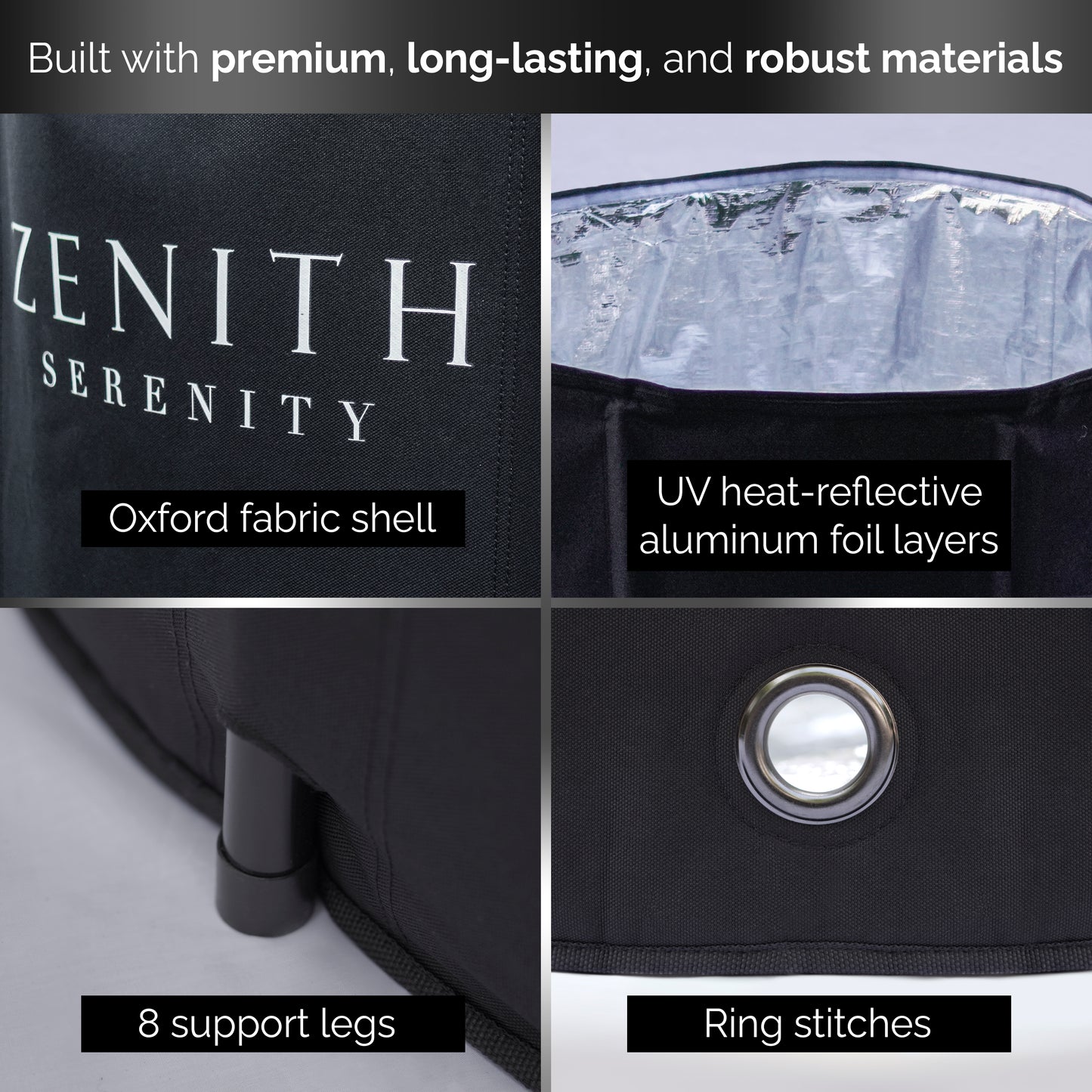 Zenith Serenity™ Premium All-In-One Ice Bath | XL 480L - Zenith Serenity Limited materials graphic