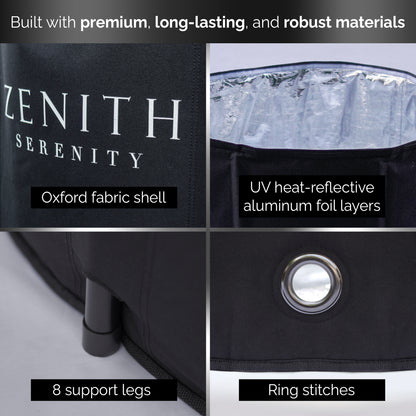 Zenith Serenity™ Premium All-In-One Ice Bath | XL 480L - Zenith Serenity Limited materials graphic